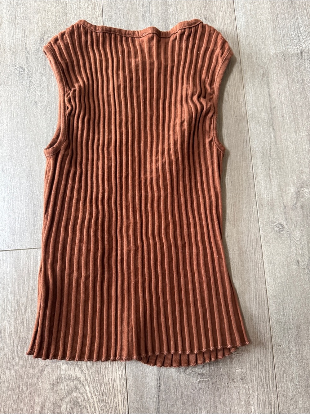 Free People Ribbed Button-Front Tank Top - Rust Brown - Picture 3 of 5